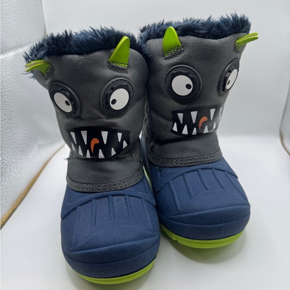 Cat & Jack Boys Toddler 5 Monster Face Snow Boots with Green Soles - Picture 1 of 5